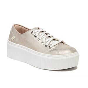 Dr Scholls For Now Platform Sneakers 7 Gold Leather Comfort Travel Dr. Scholl's